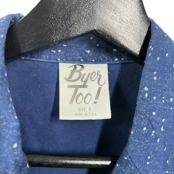 Vintage 90s Blue White Speckled Button Up Blazer Top Small - Picture 4 of 7